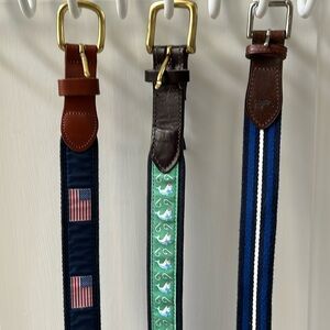 Vineyard Vines & Ralph Lauren leather and fabric belts…all Size 32